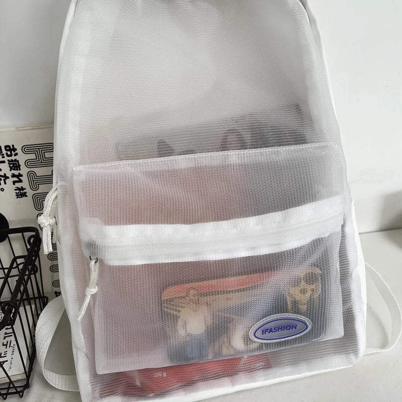 Transparent Backpack Women Teenage Girls School Bag Clear PVC Solid Bags