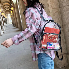 Transparent Backpacks PVC Dual Shoulder Bags Travel Women Large Capacity