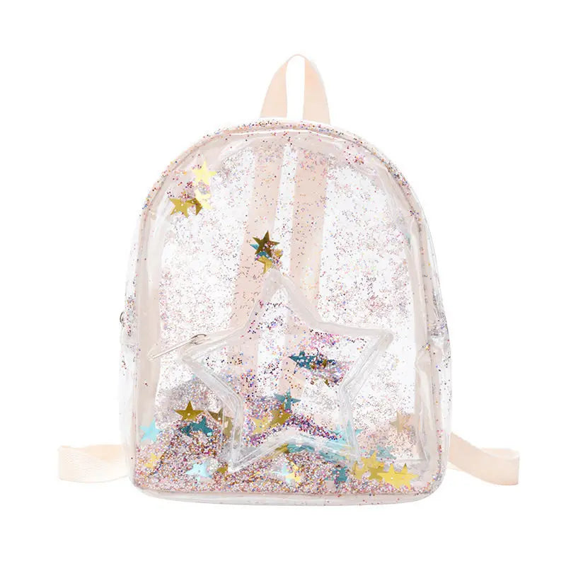 Sequin Clear Backpack Women Casual Street Zipper Bag