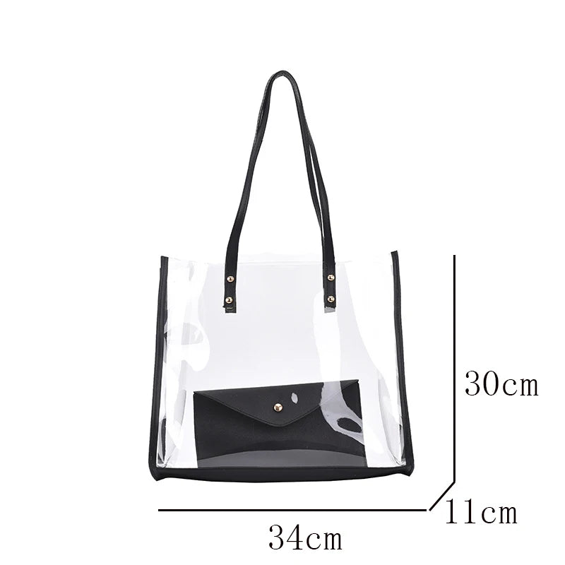 Clear PVC Bag 2pcs/set Women's Handbag Transparent