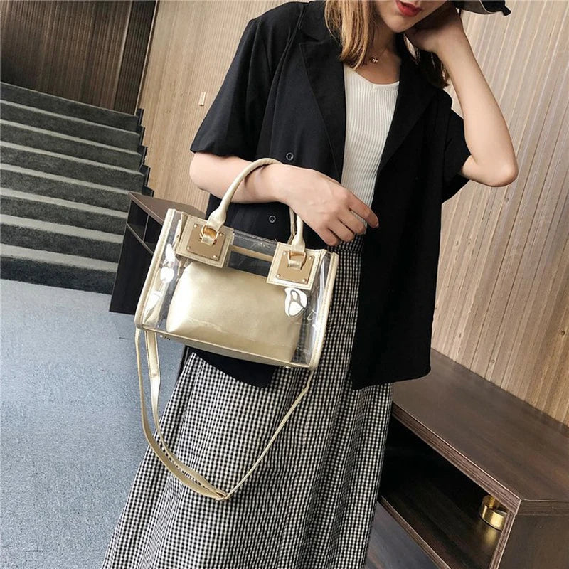 Transparent Bag 2pcs/set PVC Clear Shoulder Crossbody Handbag