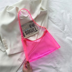 Clear Jelly Handbag Shoulder Bags for Women Evening Party Underarm Bag