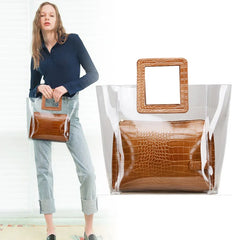 Transparent Composite Bags For Women Summer Beach Bag Female Clear Candy Handbag