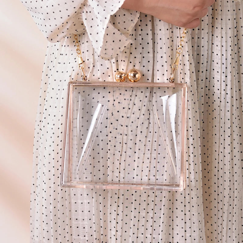 Clear Handbag Top Handle Purse for Women Bride Party Evening