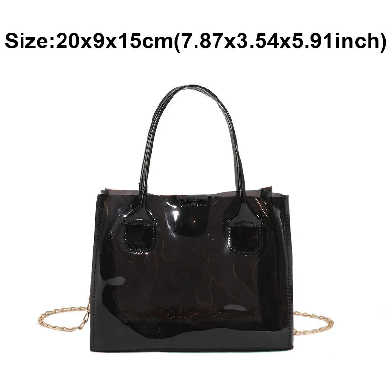 Transparent Jelly Bag Women's Handbags Candy Clear Shoulder Bags for Female