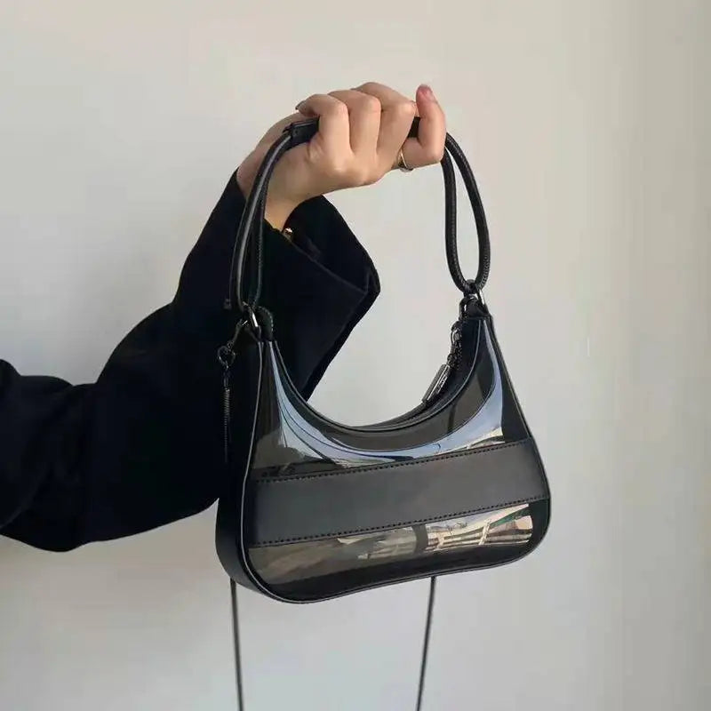 Transparent Jelly Bag Summer Shoulder Armpit Handbag Lock Flap Crossbody Purse