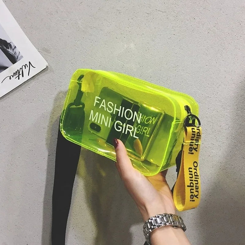 Transparent Laser Crossbody Bag Candy Letter Mini Shoulder Messenger Bag