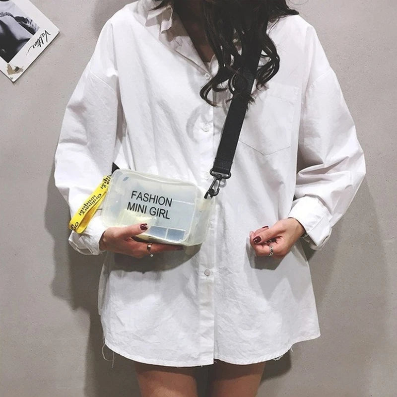 Transparent Laser Crossbody Bag Candy Letter Mini Shoulder Messenger Bag