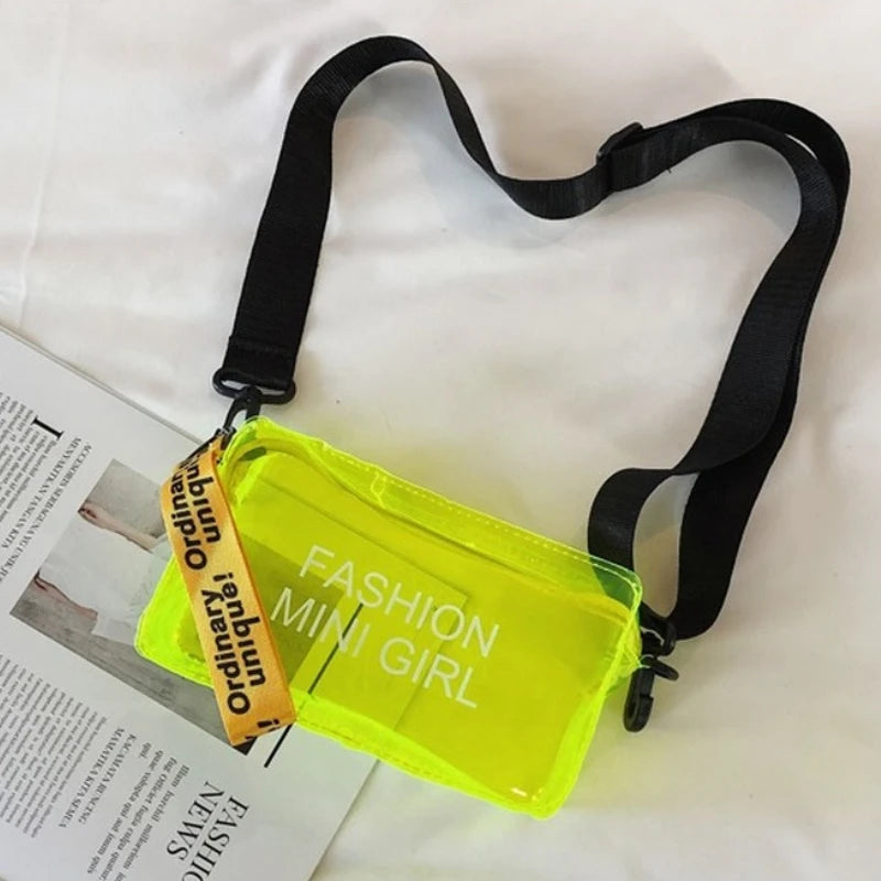 Transparent Laser Crossbody Bag Women Candy Letter Mini Shoulder