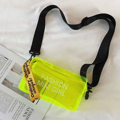 Transparent Laser Crossbody Bag Women Candy Letter Mini Shoulder