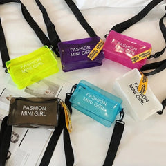 Transparent Laser Crossbody Bag Candy Letter Mini Shoulder Messenger Bag