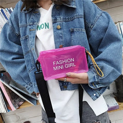 Transparent Laser Crossbody Bag Women Letter Wild Mini Shoulder Messenger