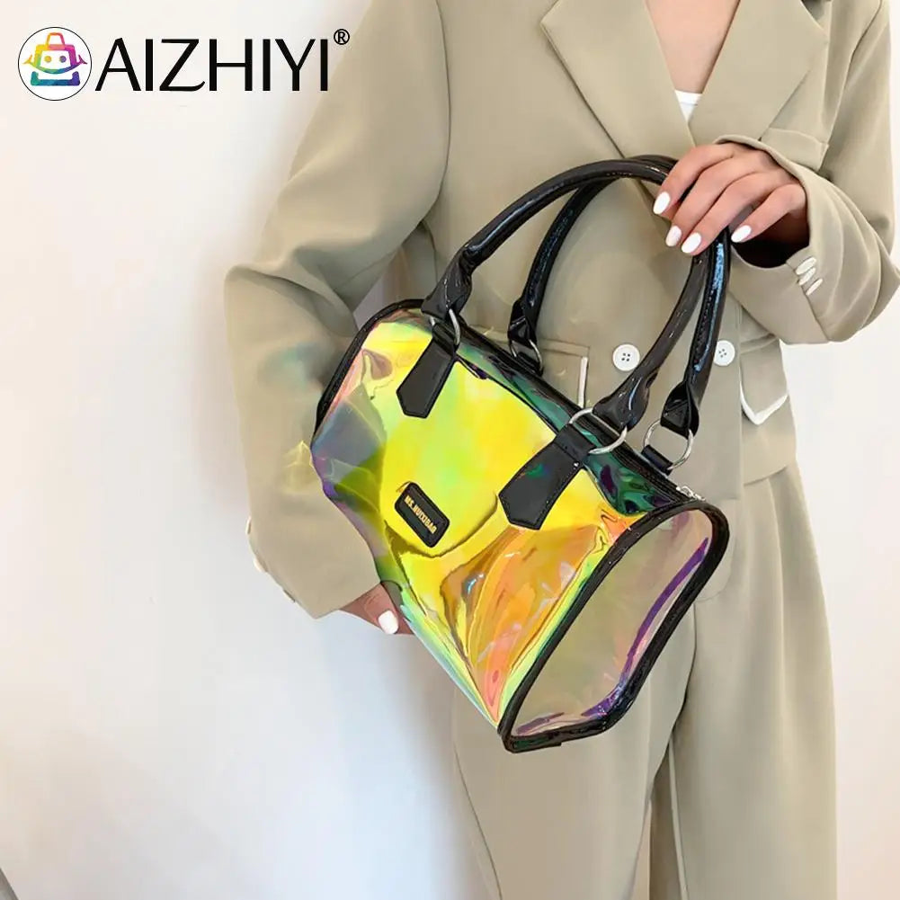 Transparent Laser Shoulder Bag Women Crossbody Jelly Tote Handbag
