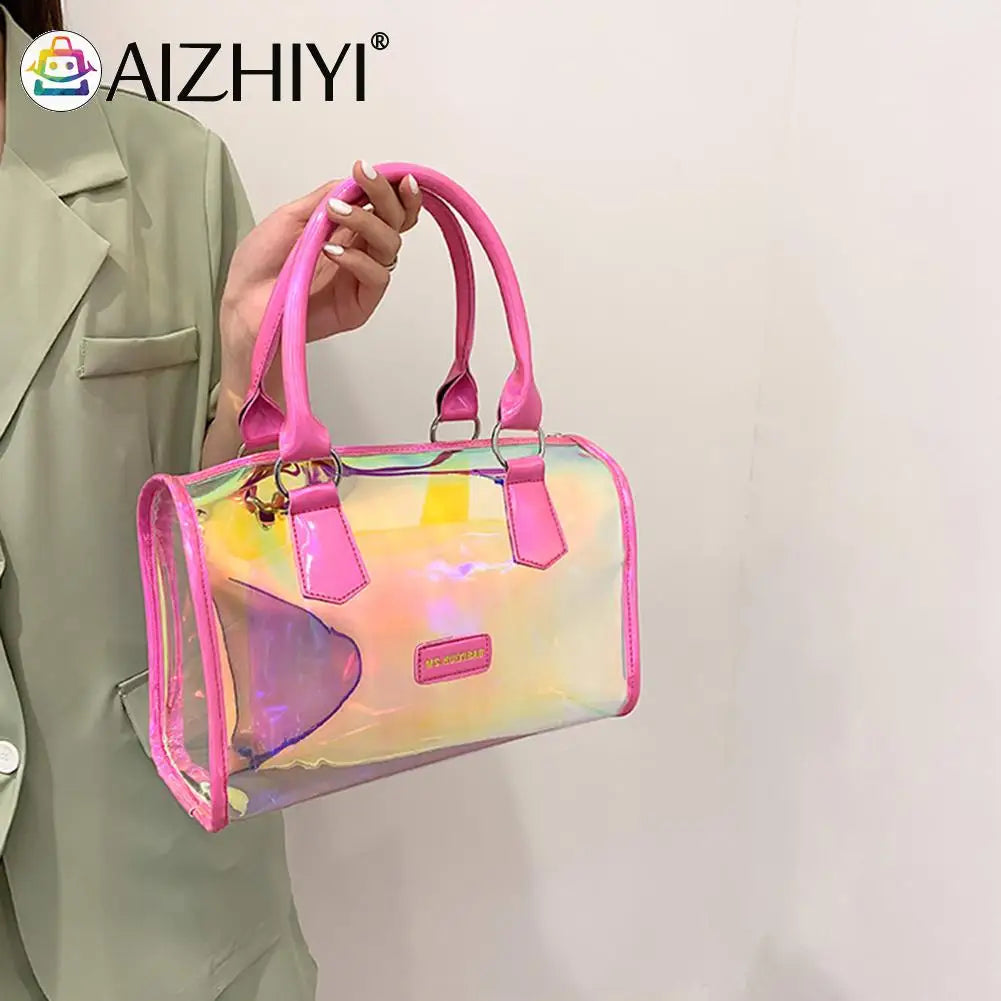 Transparent Laser Shoulder Bag Women Crossbody Jelly Tote Handbag