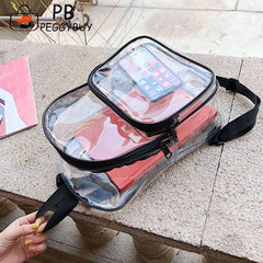 Transparent PVC Backpacks Women Clear School Bags Knapsacks Shoulder Bags