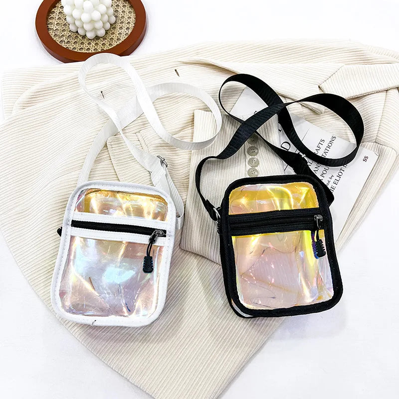 Transparent PVC Crossbody Bag Women Small Square Bag Casual Messenger Bag