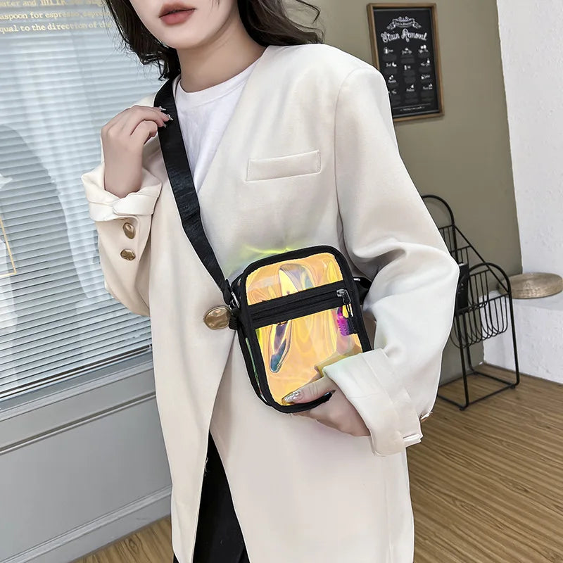 Transparent PVC Crossbody Bag Women Small Square Bag Casual Messenger Bag