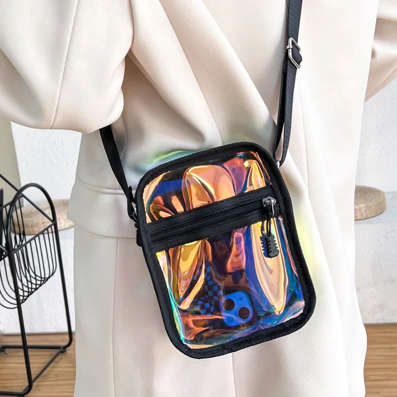 Transparent PVC Crossbody Bag Women Small Square Bag Casual Messenger Bag
