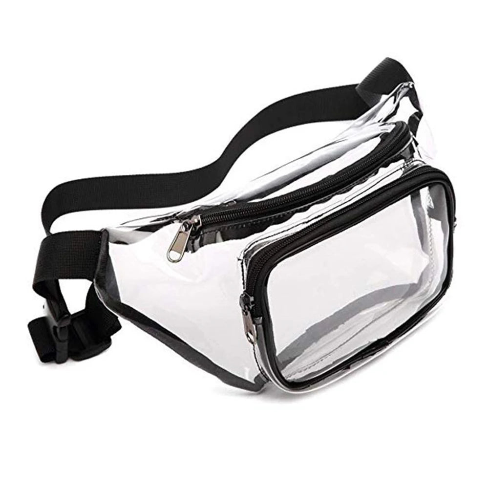 Clear Waterproof PVC Fanny Pack Zipper Belt Purses Travel Bag