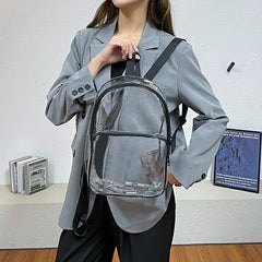Clear PVC Female Backpack Casual Clear Waterproof Student School Bags