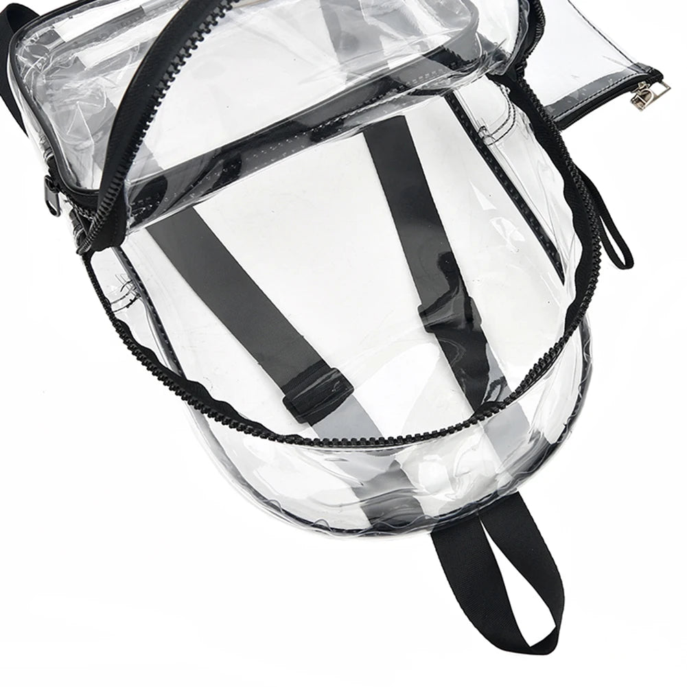 Clear PVC Female Backpack Casual Clear Waterproof Student School Bags