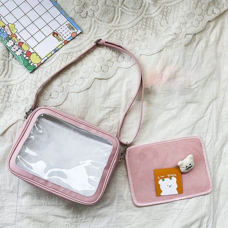 Transparent PVC Purse Satchel Japanese Style Shoulder Bag Women Handbag Tote