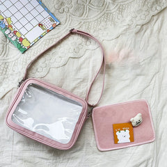 Transparent PVC Purse Satchel Japanese Style Shoulder Bag Women Handbag Tote