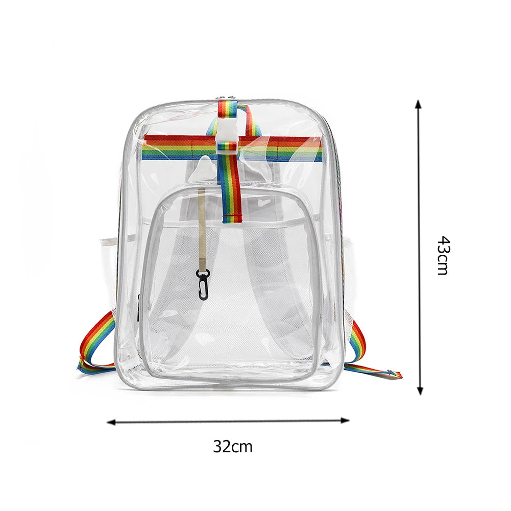Transparent PVC School Bookbags Student Girls Beach Travel Bag