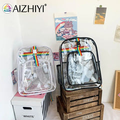 Transparent PVC School Bookbags Student Girls Beach Travel Bag