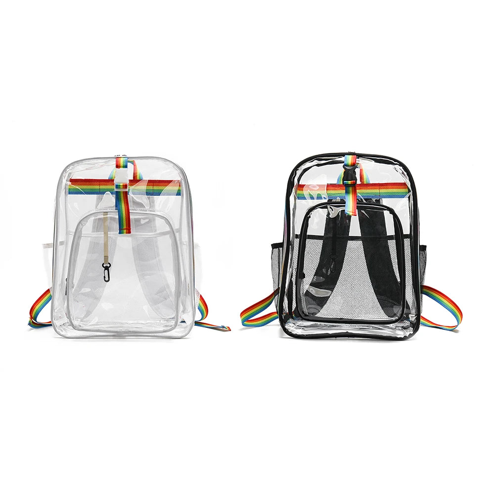 Transparent PVC School Bookbags Student Ladies Girls Beach Travel Bag