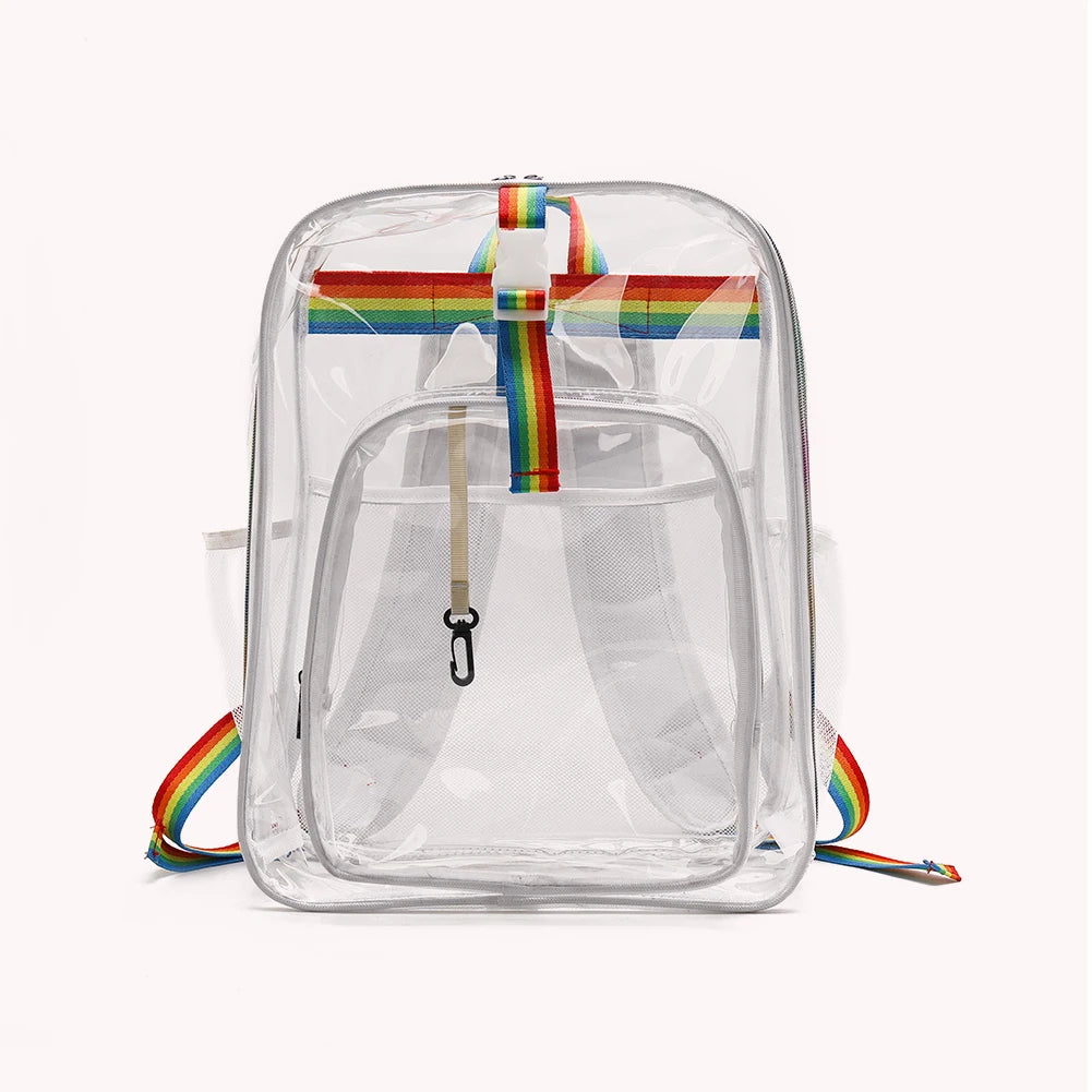 Transparent PVC School Bookbags Student Ladies Girls Beach Travel Bag