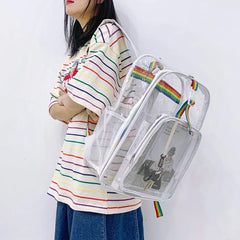 Transparent PVC School Bookbags Student Ladies Girls Beach Travel Bag