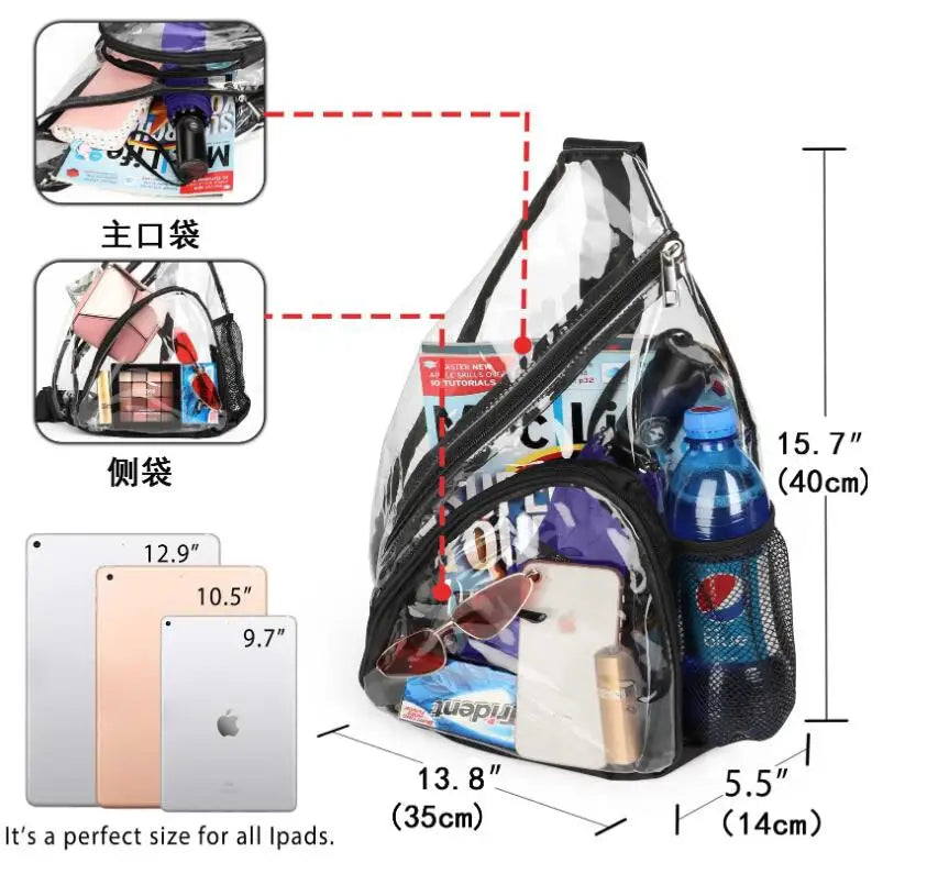 Transparent PVC Waterproof Crossbody Bag Sports Travel Chest Pack