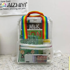 Clear PVC Women Backpack Waterproof Schoolbag College Girls Portable Backpacks