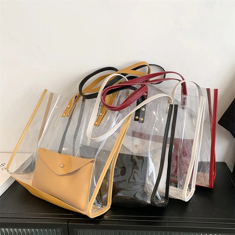Transparent Pvc Shoulder Bag Waterproof Jelly Tote High Women Bag