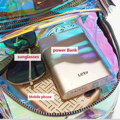 Transparent See Through Women Girls Backpack PVC Female Laser Jelly Satchel