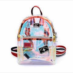 Transparent See Through Women Girls Backpack PVC Female Laser Jelly Satchel