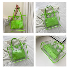 Clear PVC Shoulder Bags Set Large Capacity Jelly Handbag for Women