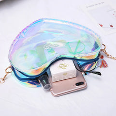 Heart-Shaped Crossbody Cosmetic Bag with Chain Strap for Women
