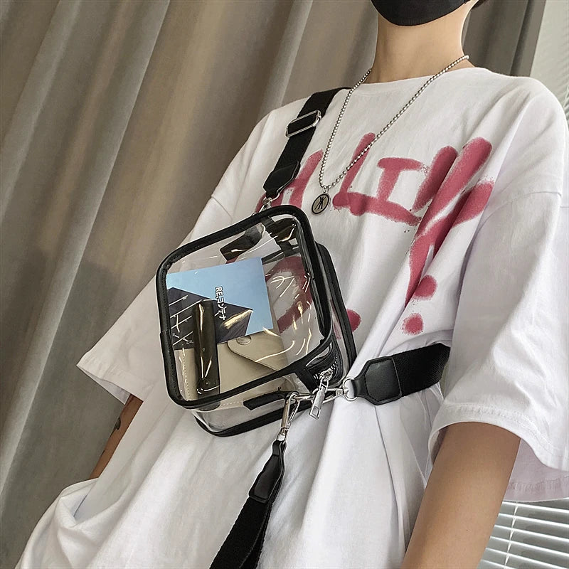 Transparent Square Chest Bag Japanese Satchel Couple Shoulder Bag
