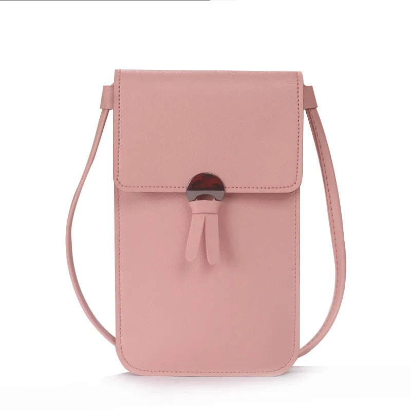 Transparent Touch Screen Retro Mobile Phone Bag PU Chain Messenger Bags