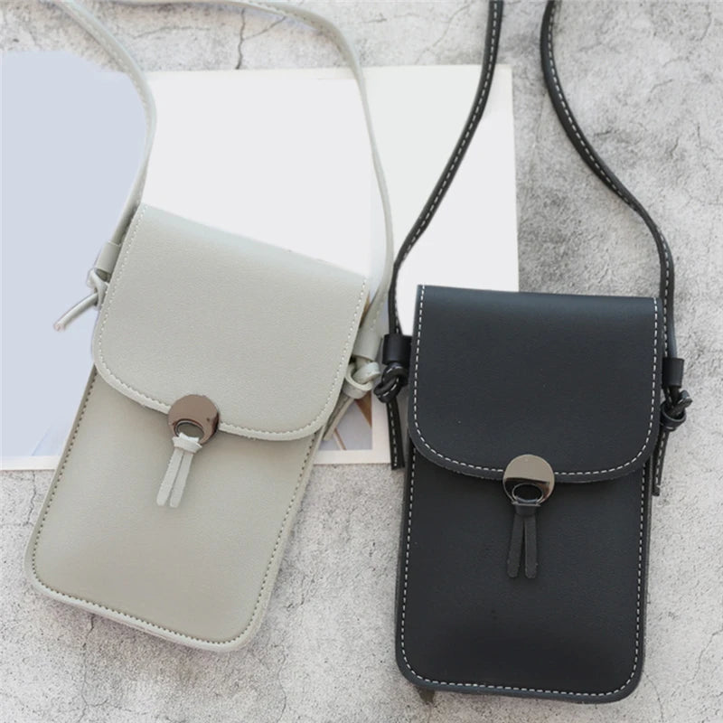 Transparent Touch Screen Mobile Phone Bag Women PU Chain Messenger Bags