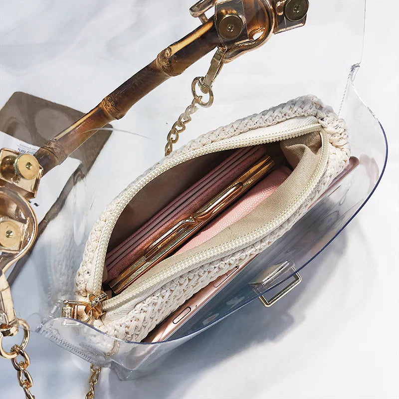 Women Hand Bags Chain Straw Bag Lady Travel Beach Shoulder Cross Body Bag
