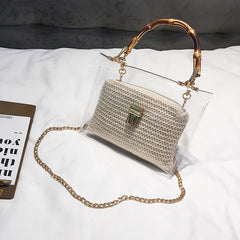 Women Hand Bags Chain Straw Bag Lady Travel Beach Shoulder Cross Body Bag