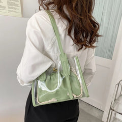 Transparent Women Handbag 2Pcs/Set PVC Waterproof Beach Tote