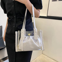 Transparent Women Handbag 2Pcs/Set PVC Waterproof Beach Tote
