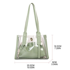 Transparent Women Handbag 2Pcs/Set PVC Waterproof Beach Tote