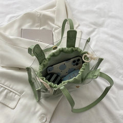 Transparent Women Handbag 2Pcs/Set PVC Waterproof Beach Tote