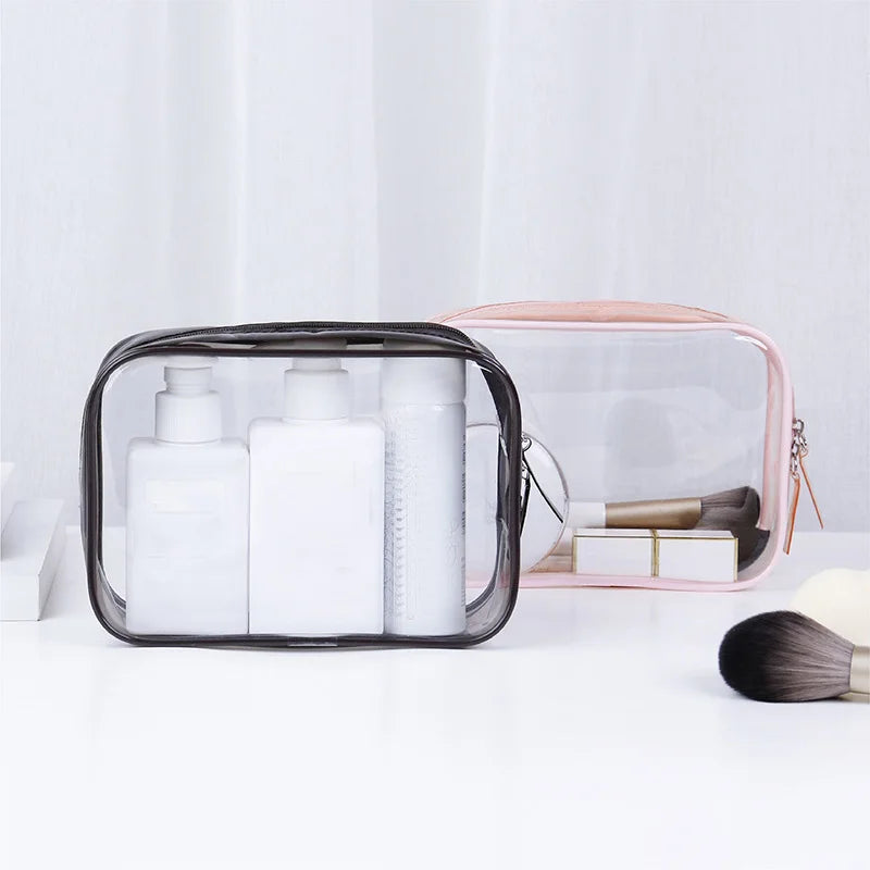 Transparent Women Travel Makeup Bags Clear Zipper Cosmetic Case