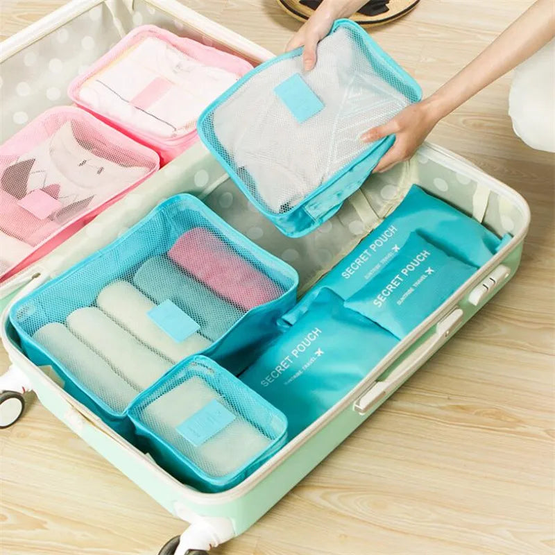6PCS/Set Clothes Storage Bag High Capacity Mesh Packing Cube Portable Travel Bag